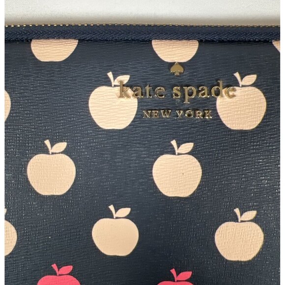 Kate Spade Women Apple Print Navy Blue Padded Laptop Tablet Sleeve Case - Picture 2 of 5